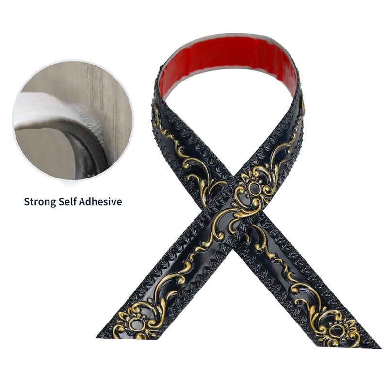 Leenevs Flexible Molding Trim Wall Trim, 16.4 Feet Self Adhesive Peel and Stick Molding Ceiling Molding, Cabinet Border, Mirror Frame Trim Wall Trim for Home Decor Wall Molding & Trim (Black and Gold) - Image 3